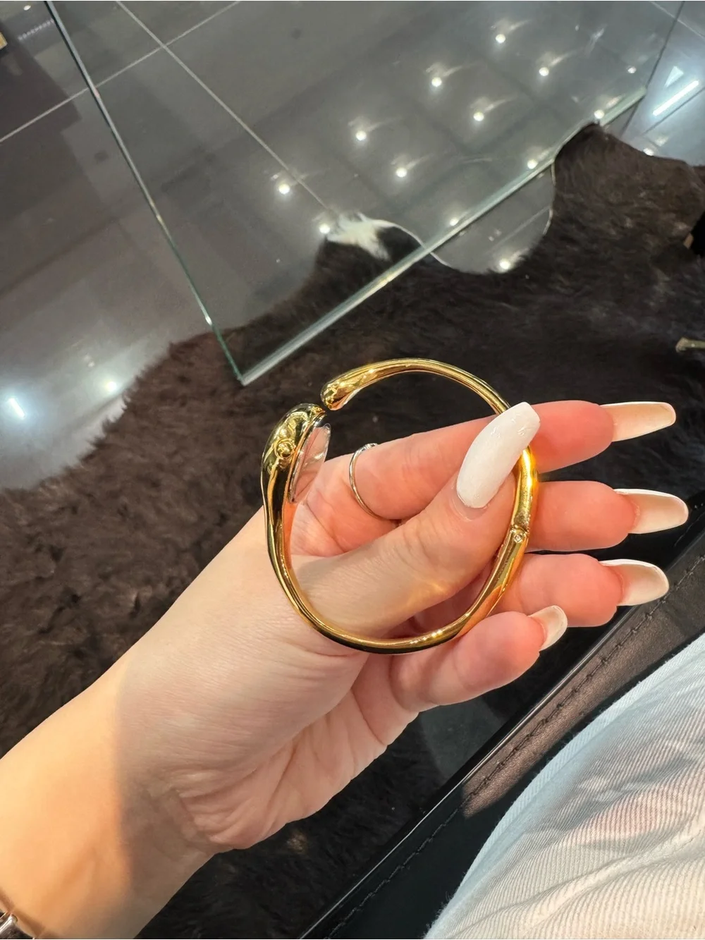New H by Halston Sculpted Hinged Bangle Watch in Gold-Tone